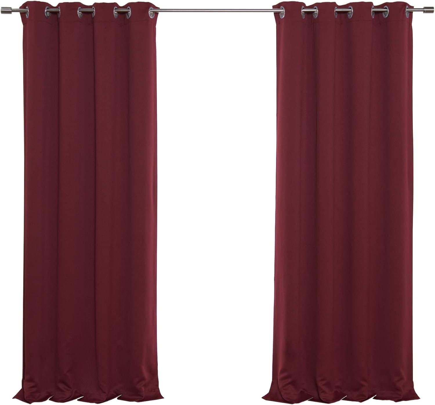 Best Home Fashion Premium Thermal Insulated Blackout Curtains - Stainless Steel Nickel Grommet Top - Burgundy - 52" w X 84" l - (Set of 2 Panels)