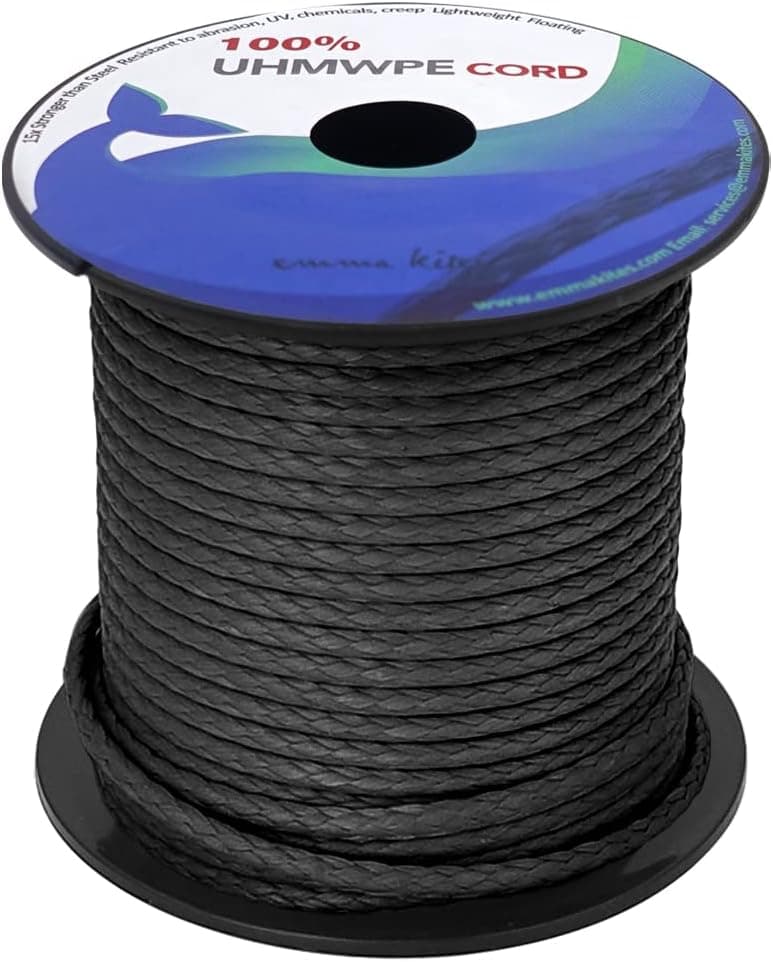 emma kites 100% UHMWPE Braided Cord 7/64~3/16"(Dia.) Heavy Duty Abrasion Resist. Low Stretch Utility Cord for Kites Surfing Whoopie Rigging Spearfishing Kayak Survival Repair, 1500~5500Lbs Spool