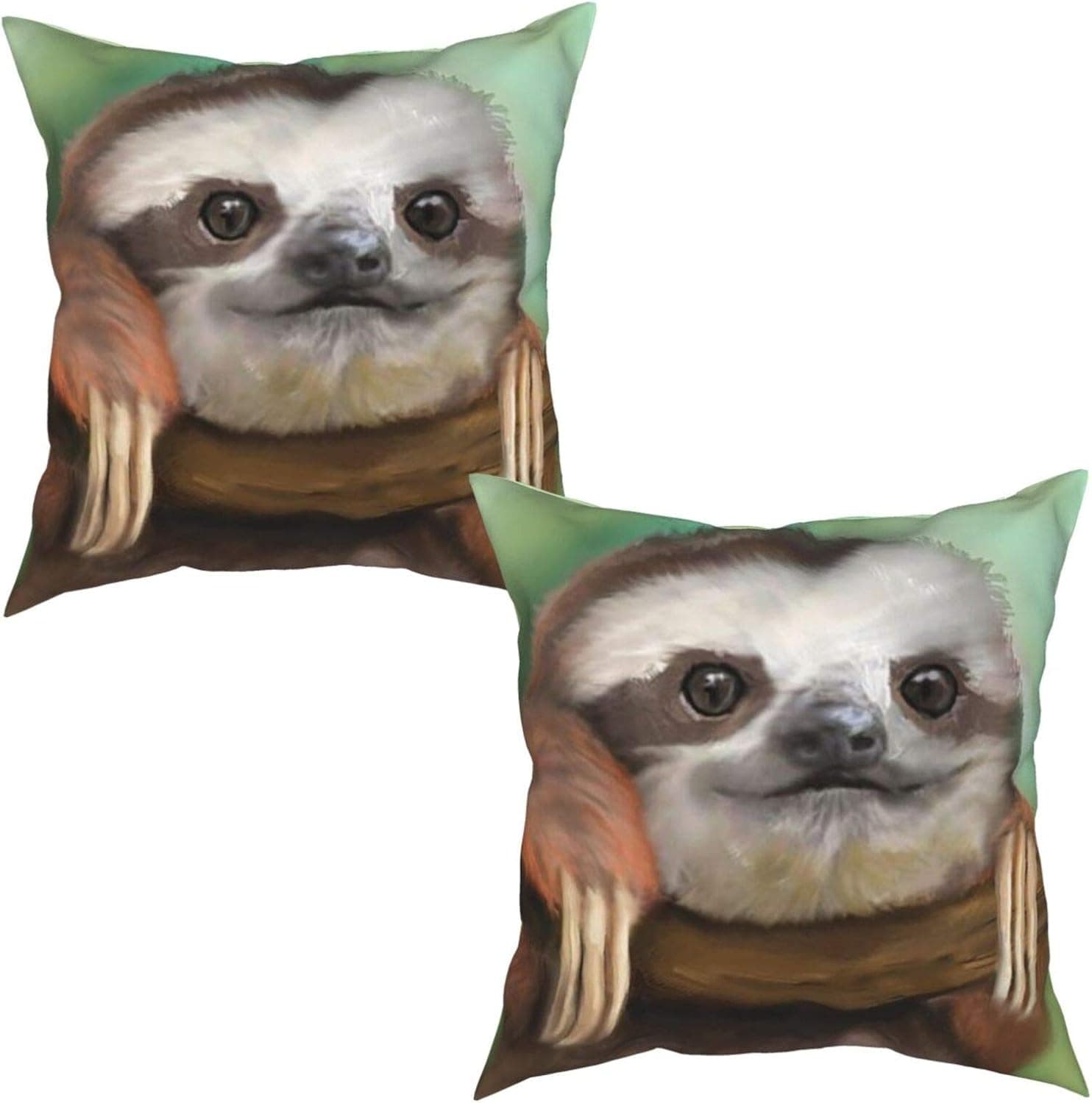 Sloth Throw Pillow Covers 18x18 Set of 2 , Cute Animal Couch Pillows Cushion Cover   for Farmhouse Home Sofa Chair Car Bedroom Outdoor Patio Decor