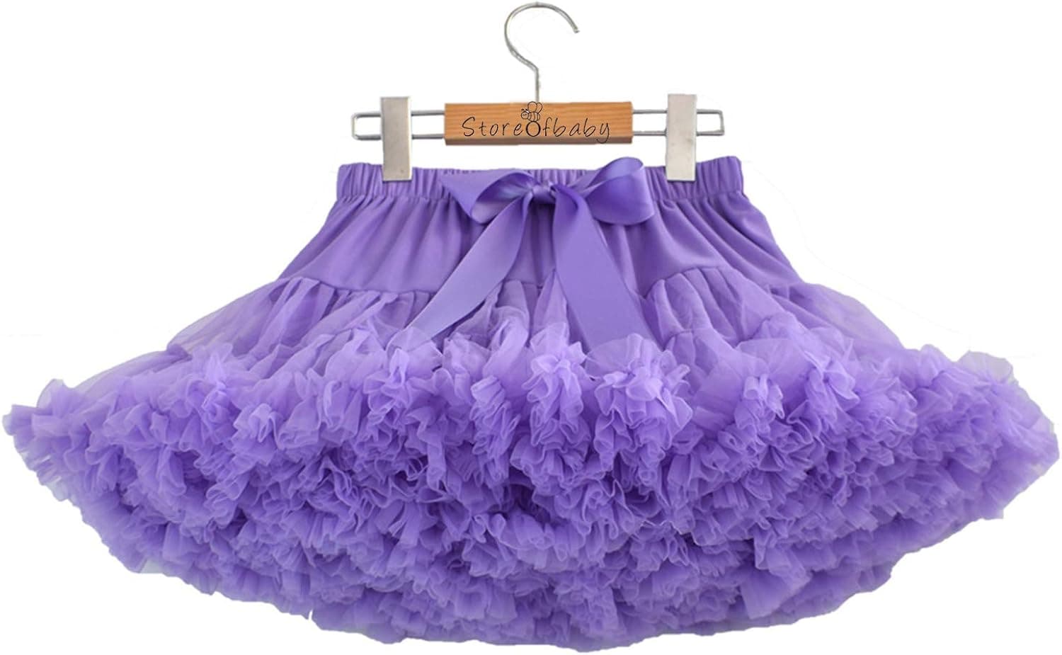 Girls Tulle Tutu Skirt Chiffon Layered Solid Color Pettiskirt Christmas Dress Lightpurple