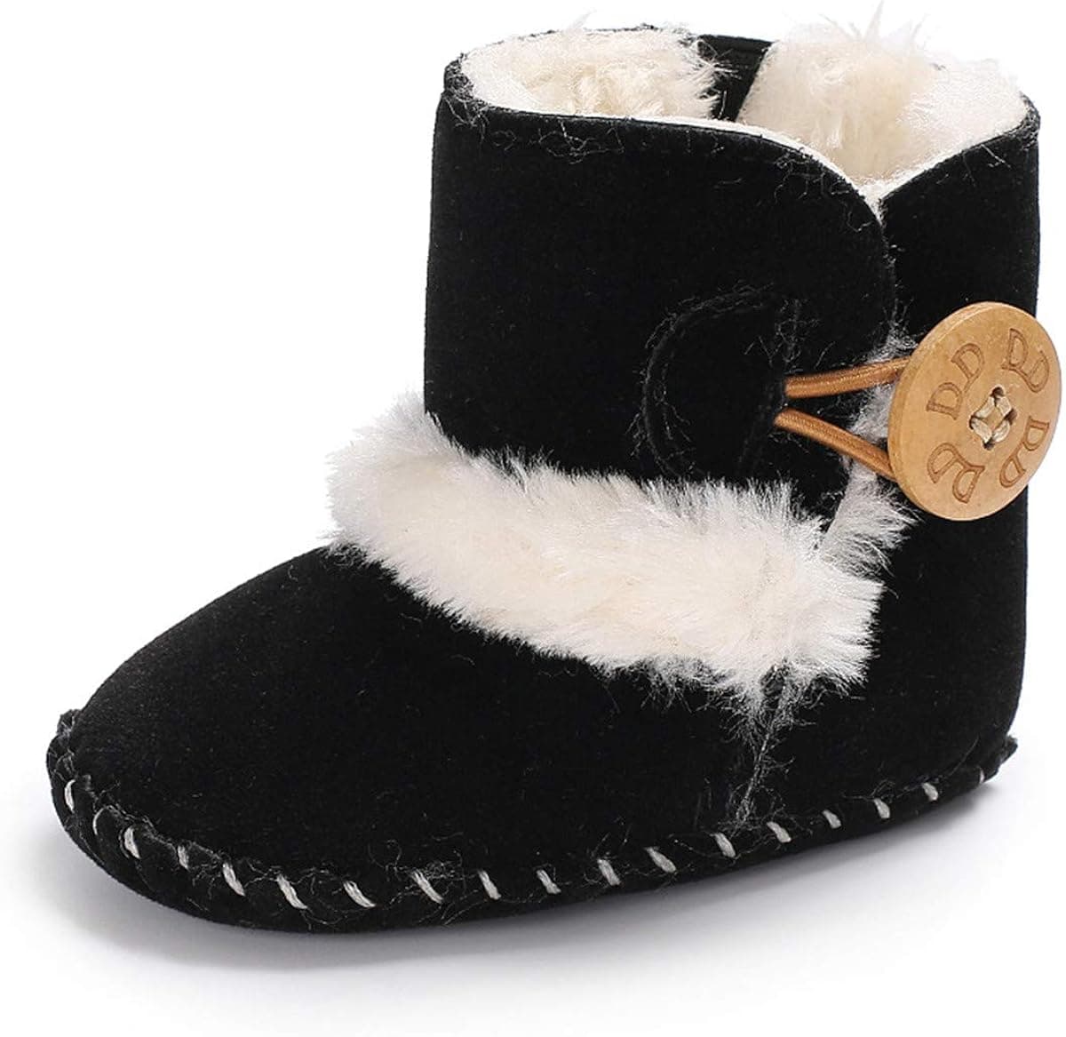 Baby Girls Boys Booties Non-Slip Warm Snow Boots Infant Winter Shoes Newborn Toddler Prewalker Crib Shoes(0-6 Months Infant, B/Black)