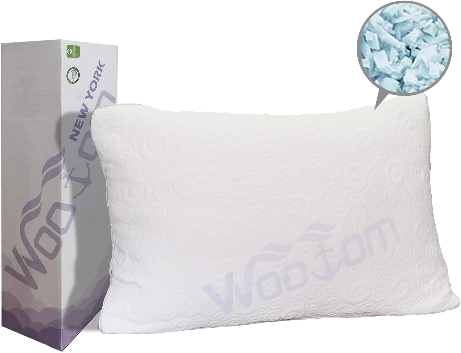 Primesoft Memory Foam Pillow Queen Size for Neck Pain Cooling Bed Pillows Home & Removable Zipper Case