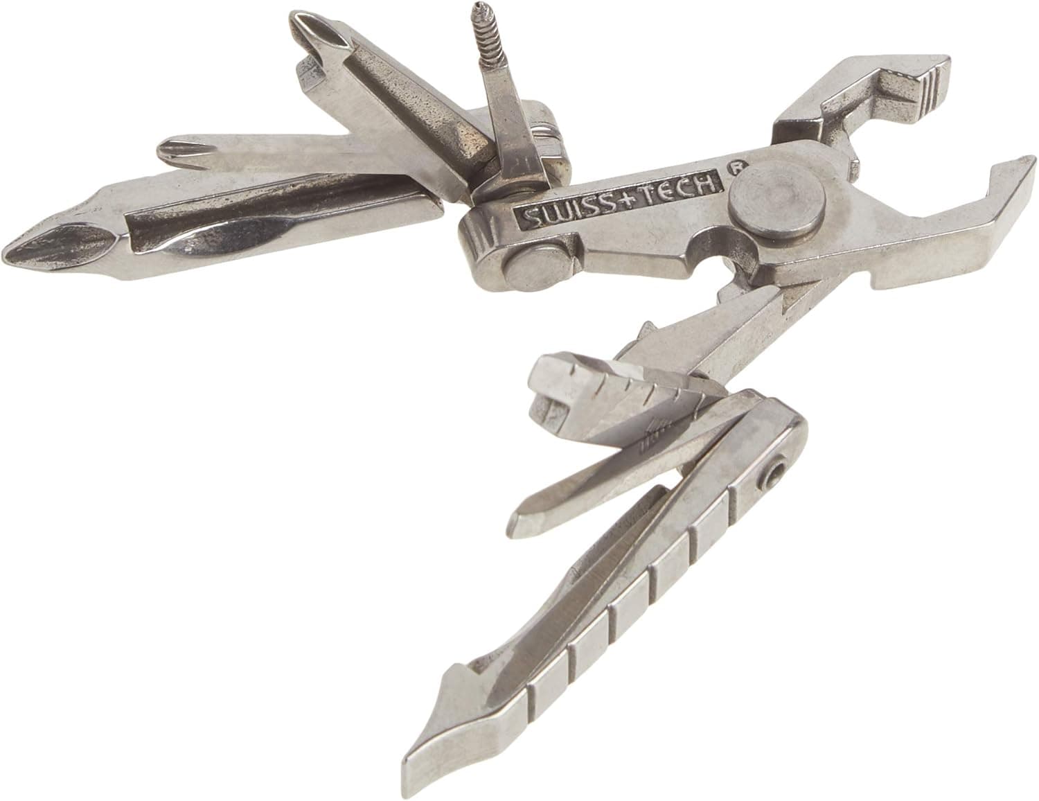 Swiss+Tech ST53100 Polished SS 19-in-1 Micro Pocket Multitool for Camping, Outdoors, Hardware
