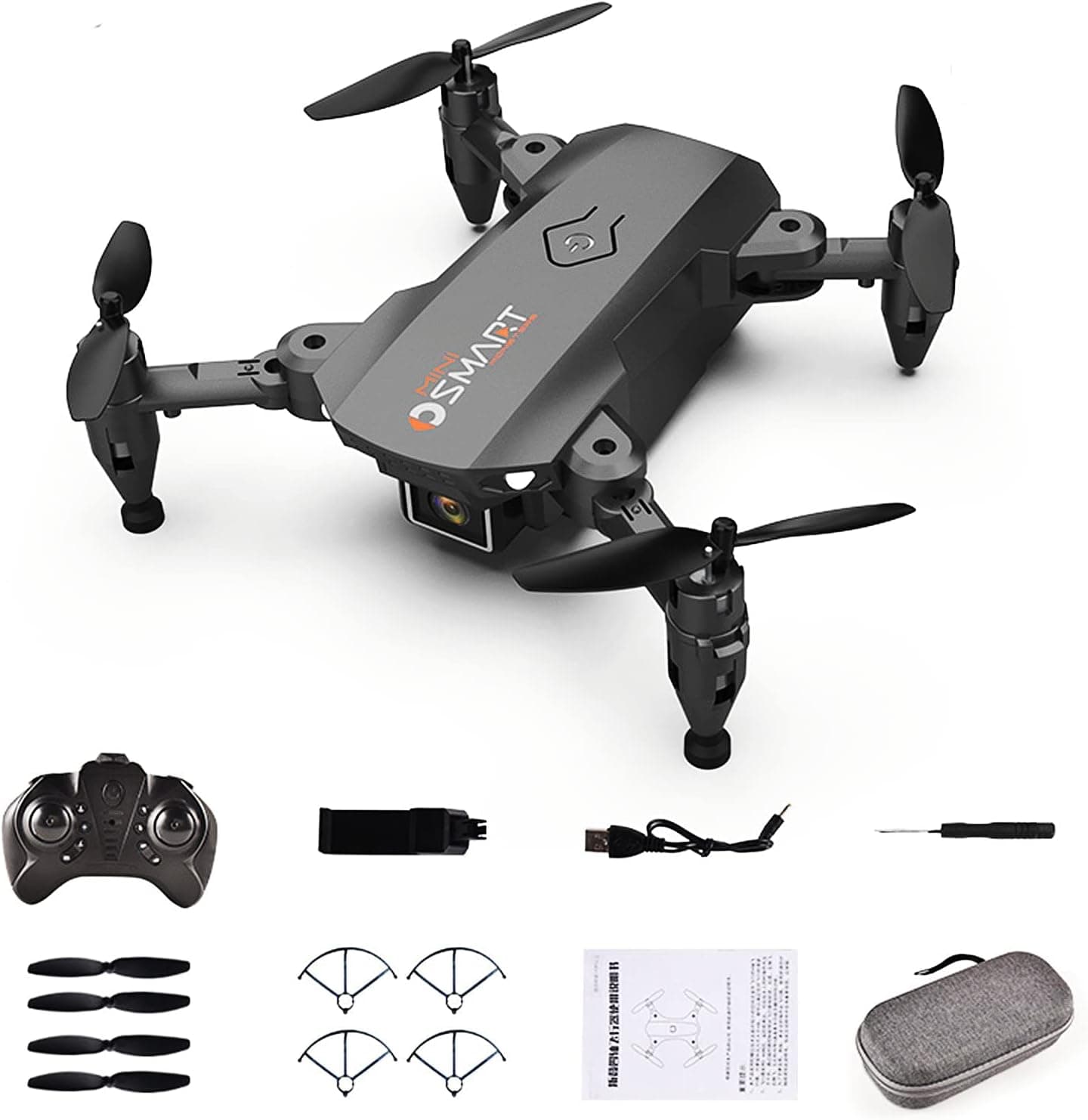 CQCYD Mini Drone with 4k HD Dual Camera, Foldable Mini Drone for Kids & Adult & Beginners, FPV RC Six-axis Helicopter Toys Gifts, Waypoint Fly, Altitude Hold, Headless Mode, with Carrying Bag (Black)