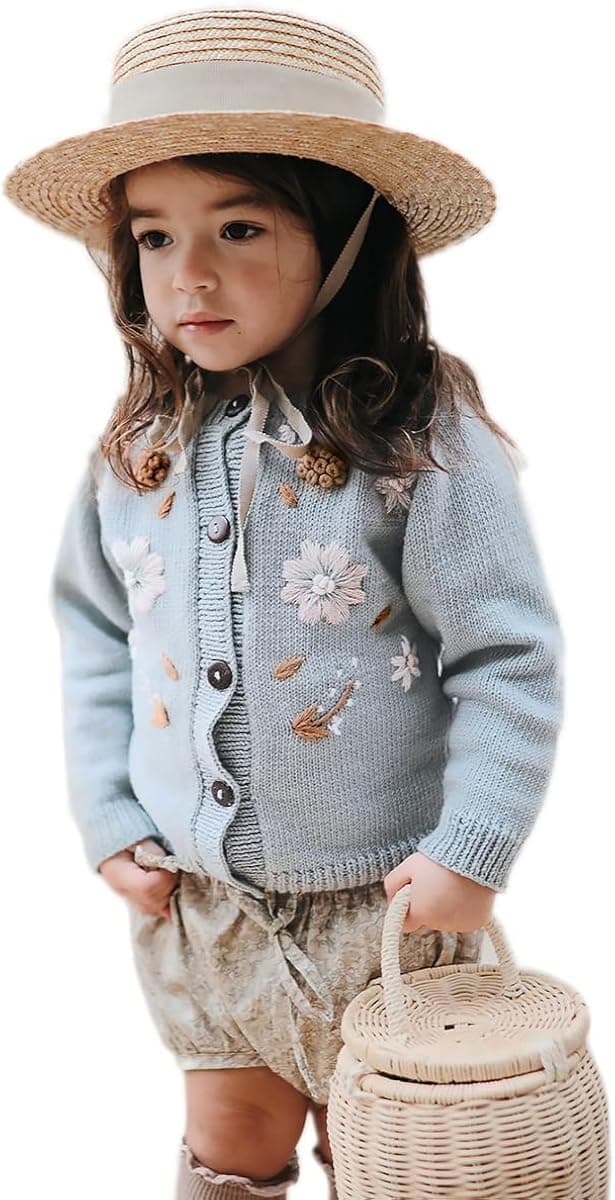 Simplee kids Baby Girl Thin Sweater Solid White Pink Cardigans for Toddler 0-3Years