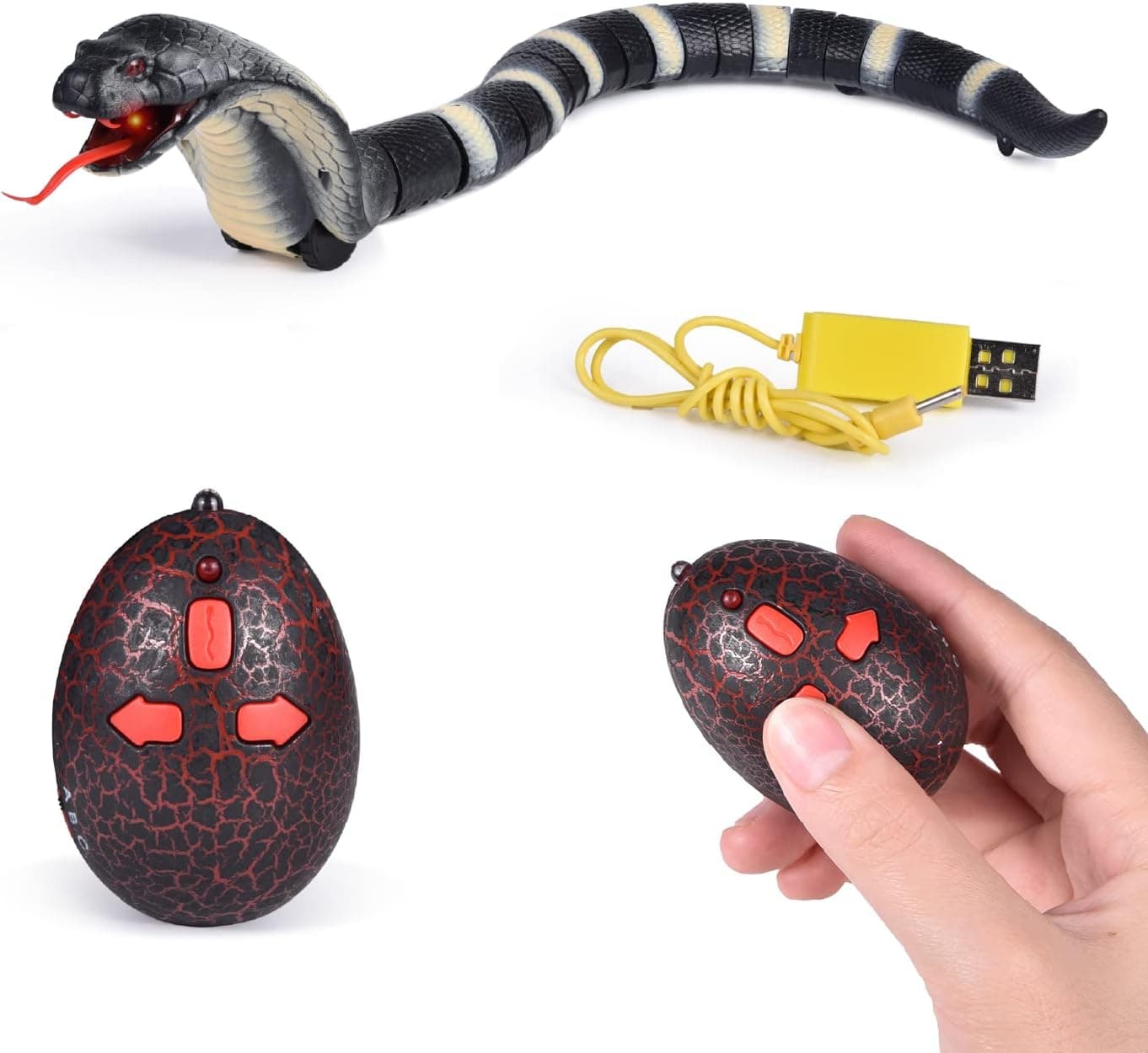 FUN LITTLE TOYS Remote Control Snake Toy, Rechargeable RC Realistic Snake Toy, Party Favors, Party Supplies, 17 Inches
