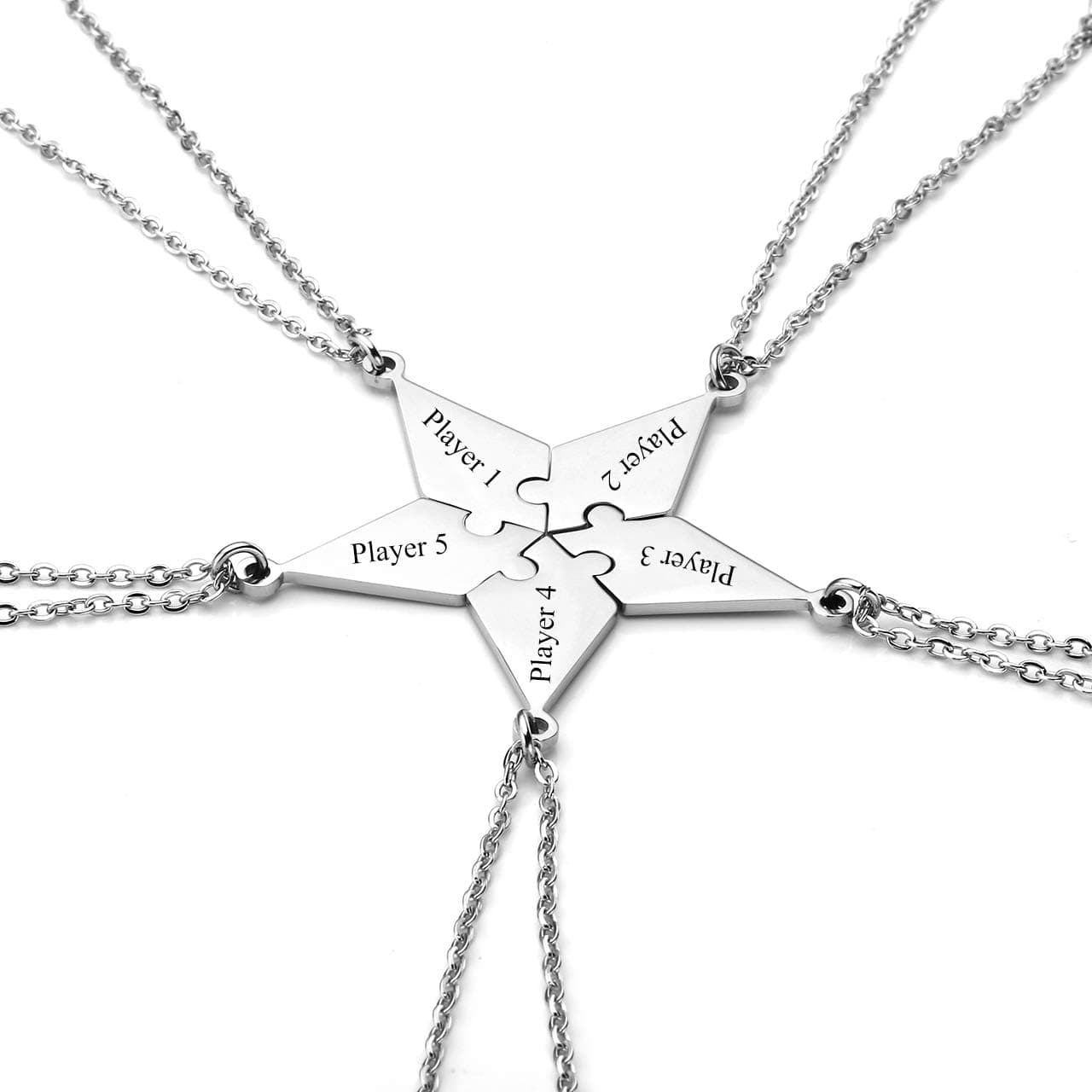 Personalized Master Free Engraving Custom Stainless Steel 5/6 Pieces Best Friends BFF Family Necklaces Keychains Friendship Puzzle Piece Charm Pendant Set