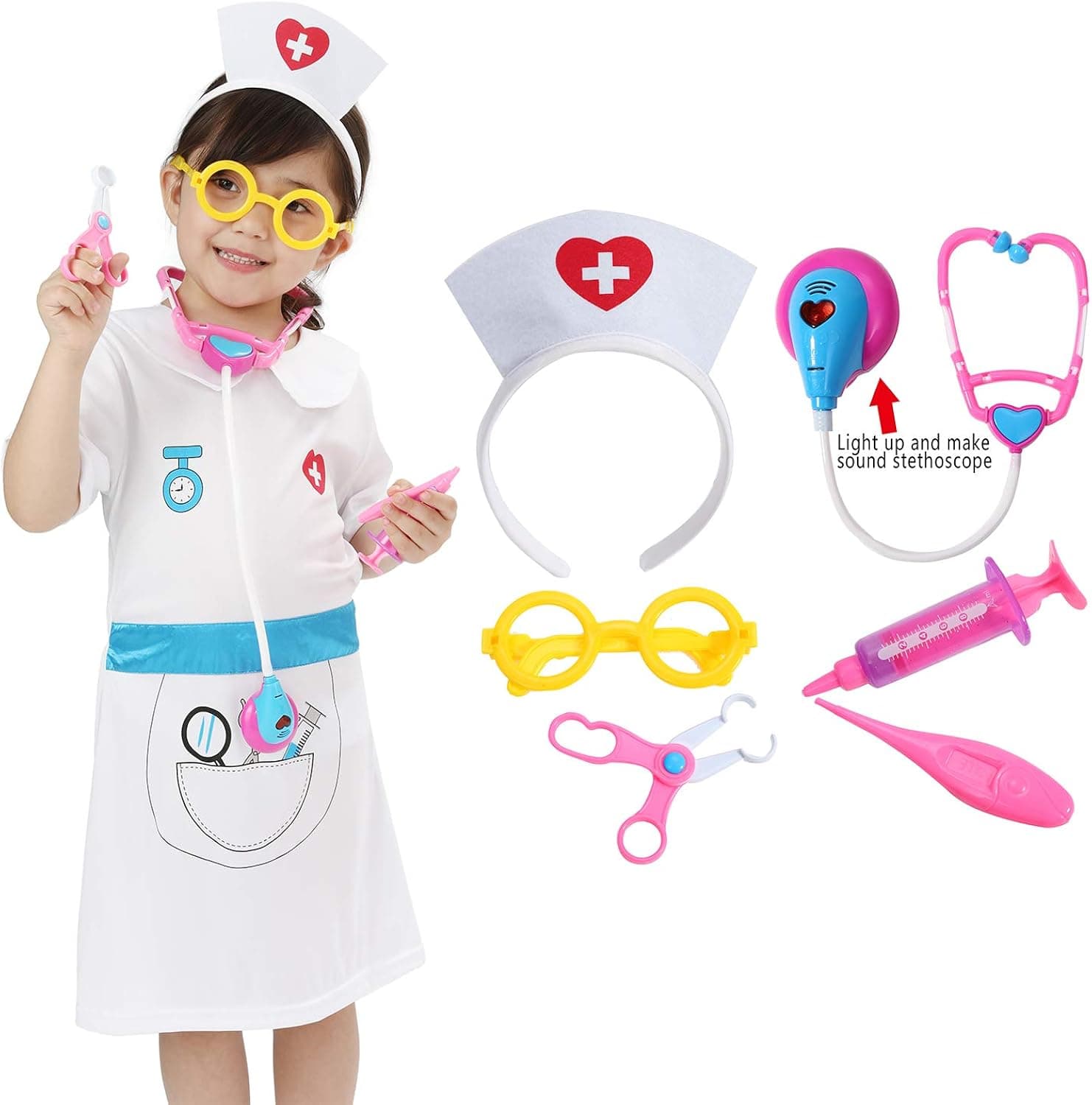Wizland Child Role Play Costumes,Doctor,Chef Dress Up Playset Kits for Kids 3-5,5-7,7-9