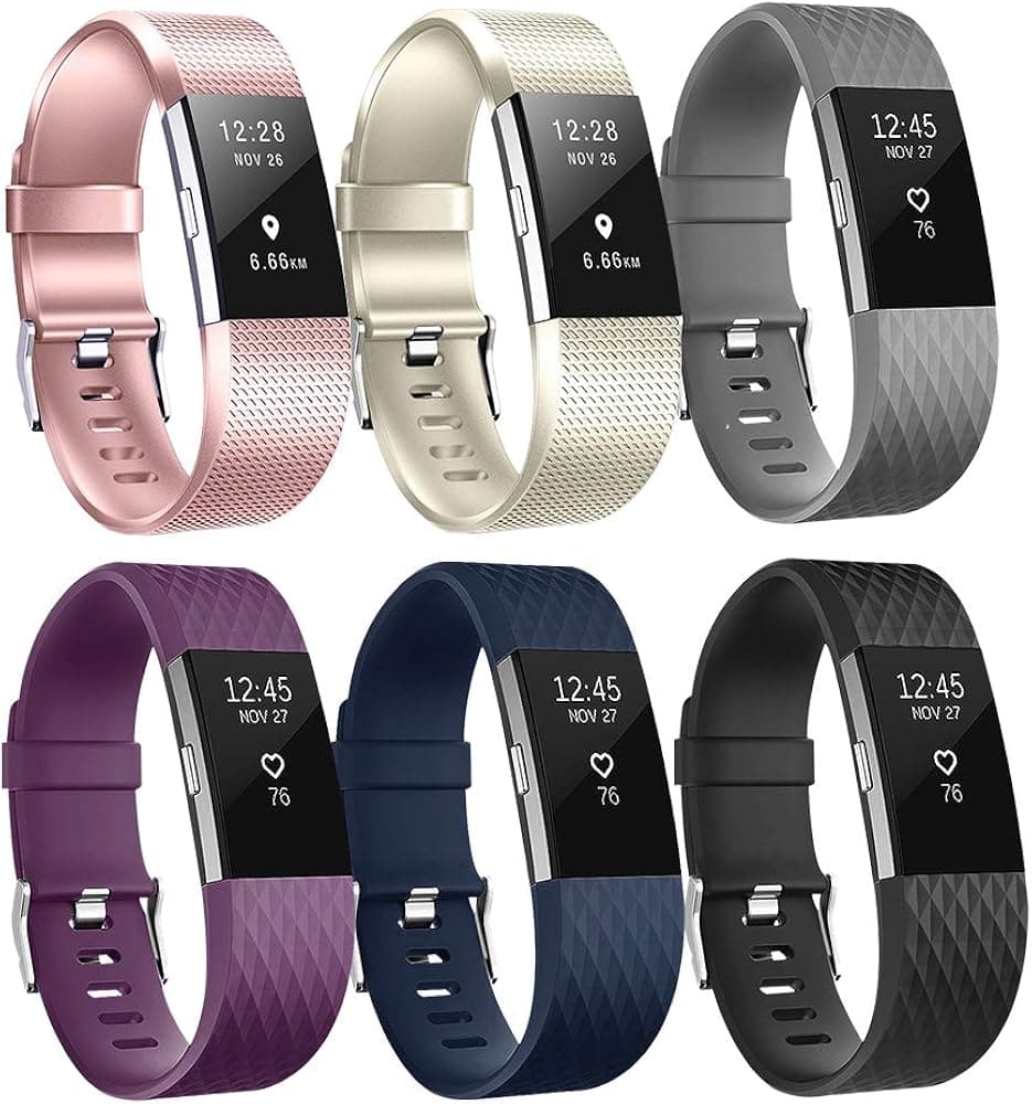 Baaletc Bands Compatible with Fitbit Charge 2 Classic Soft Silicone Replacement Wristbands for Fitbit Charge 2 Smart Watch Women Men Small Large