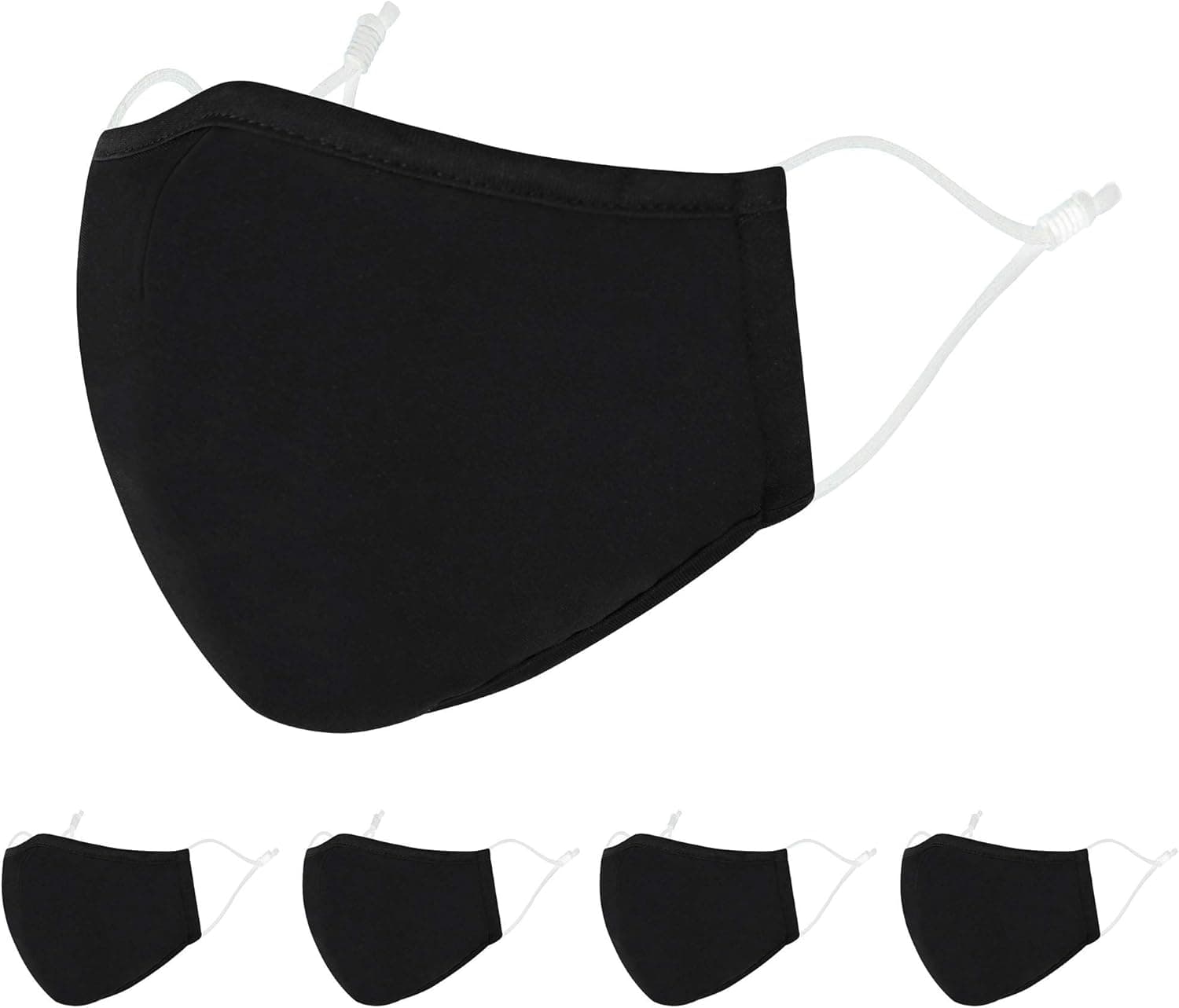 Fabric Face Cloth for Nose and Mouth Washable Reusable, Pack 5_Black