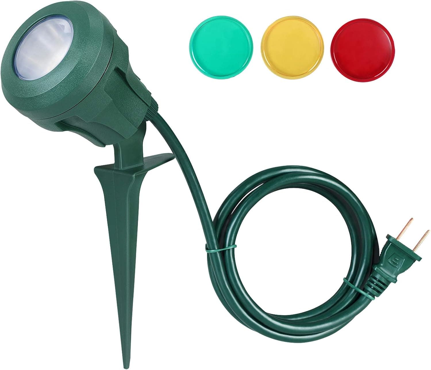DEWENWILS 120V Spotlight Outdoor, 400lm Waterproof LED Spot Light Outdoor with 3 Extra Lenses (Red Yellow Green), Outdoor Uplights for Holiday, Trees, Garden Decor, 5 FT Extension Cord, UL Listed