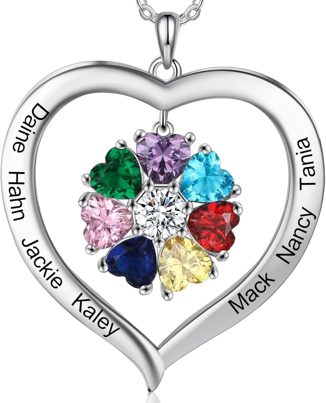 Lam Hub Fong Personalized Mothers Necklace for Mom with 1-8 Birthstones Custom Mother Daughter Name Necklace for Mother's Day Gifts Necklace Mother Family Gifts Necklace for Mom Grandmother