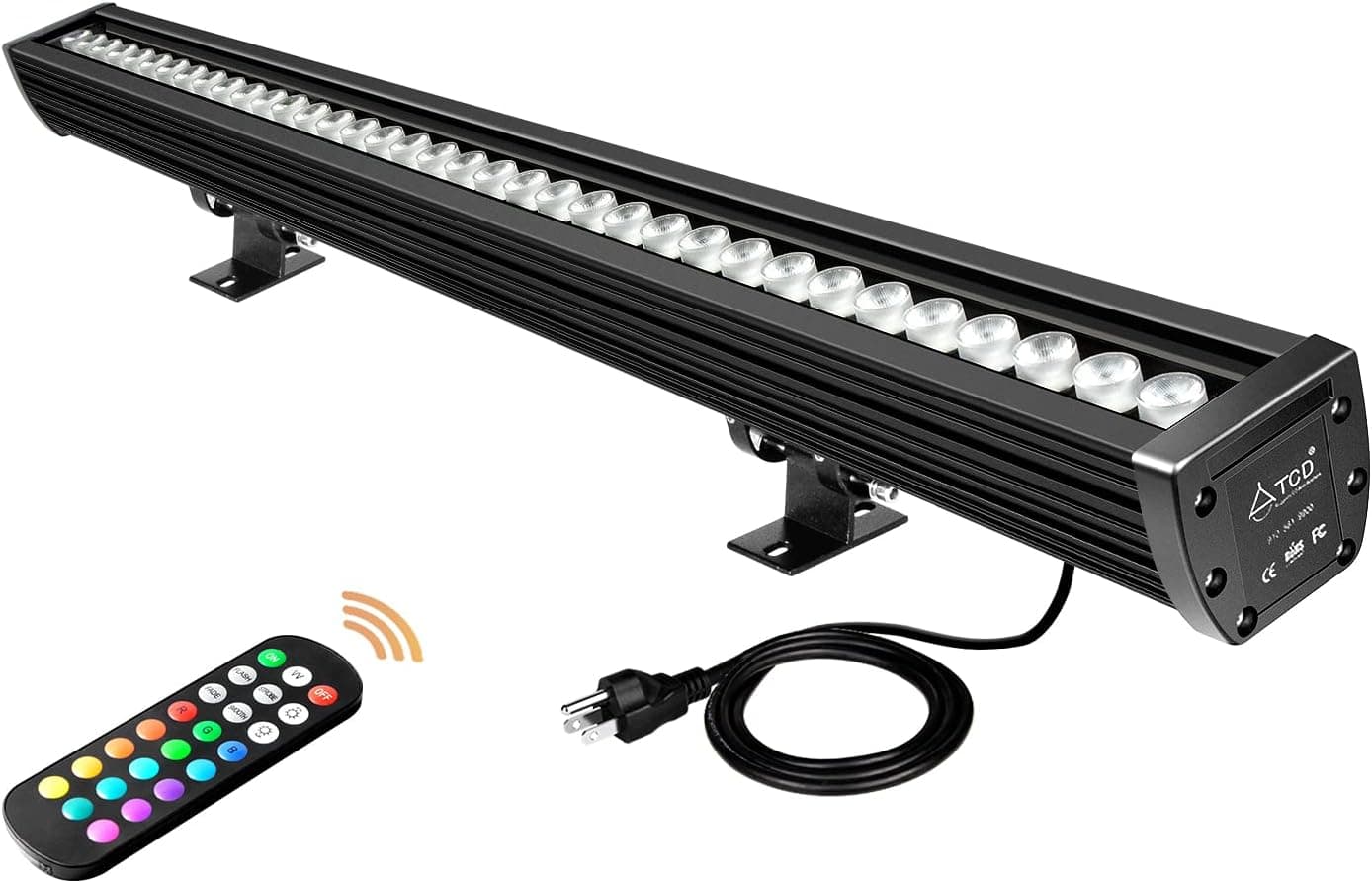 ATCD 144W LED Wall Washer Light RGBW+5000K Dimmable Linear Wall Wash Light Bar with RE Remote, 120V-277VAC, 40" Long, Perfect for Outdoor Building, Weddings, Advertising Boards, Commercial Lighting
