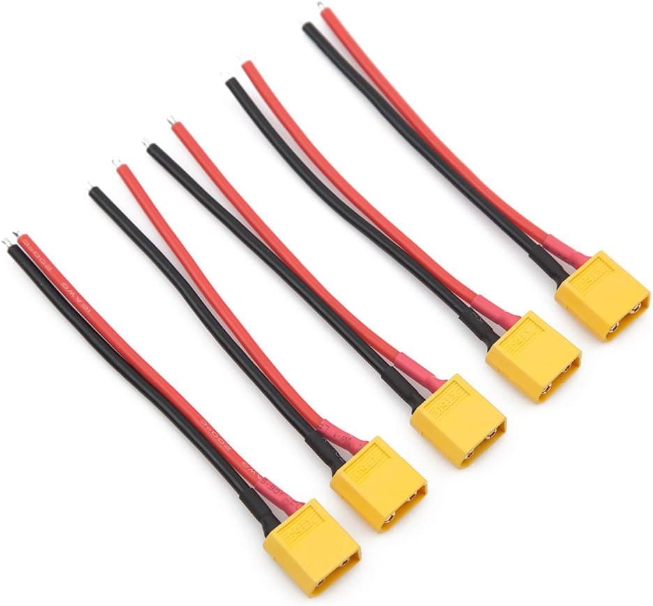 GetFPV Affiliate 2 Yellow XT60 Lipo Pigtail 16AWG Wire (5pcs) - 10cm - Yellow