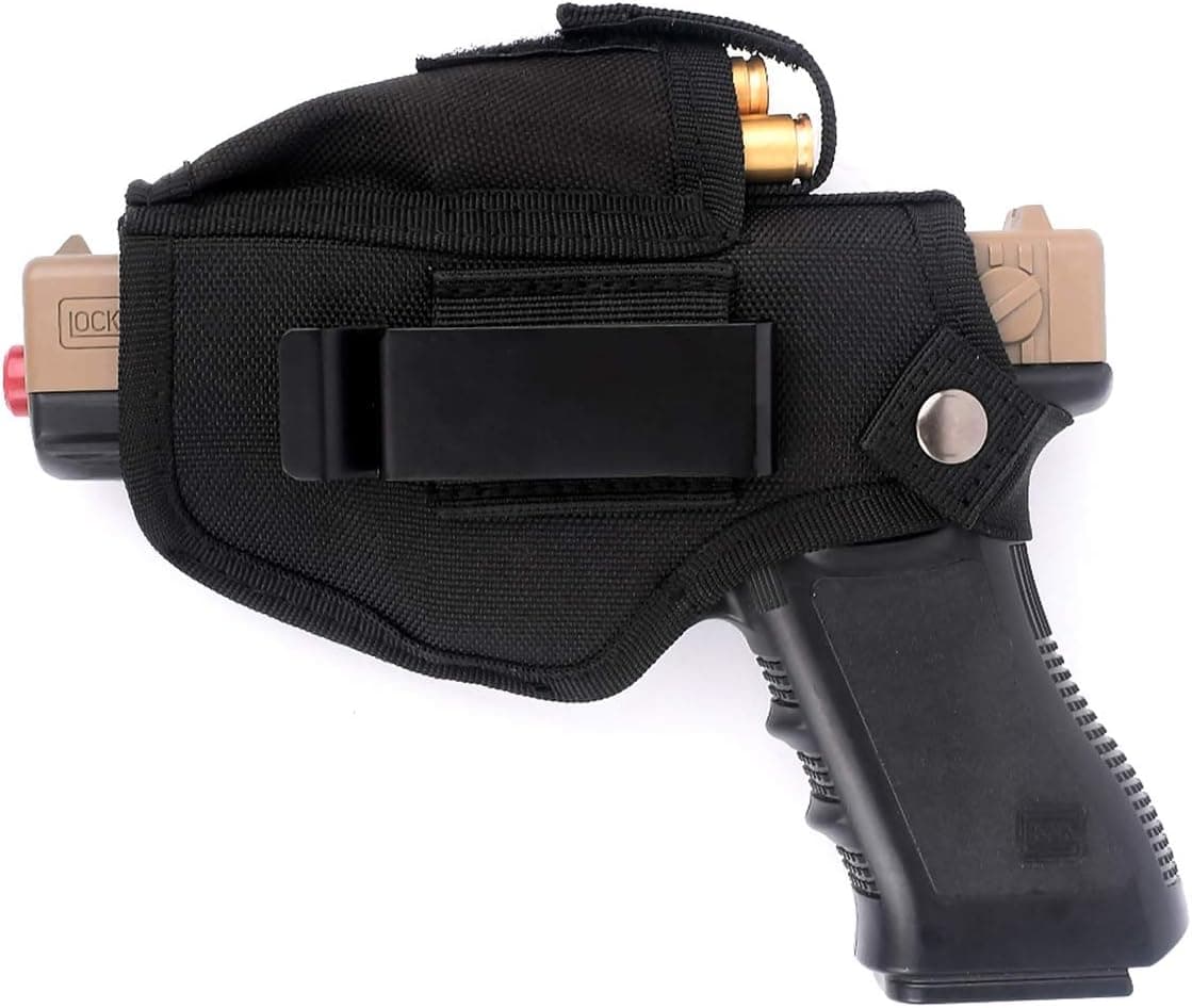KOOPEEN Concealed Carry Holster Carry Inside or Outside The Waistband for Right and Left Hand Draw Fits Subcompact to Large Handguns with Magazine Pouch