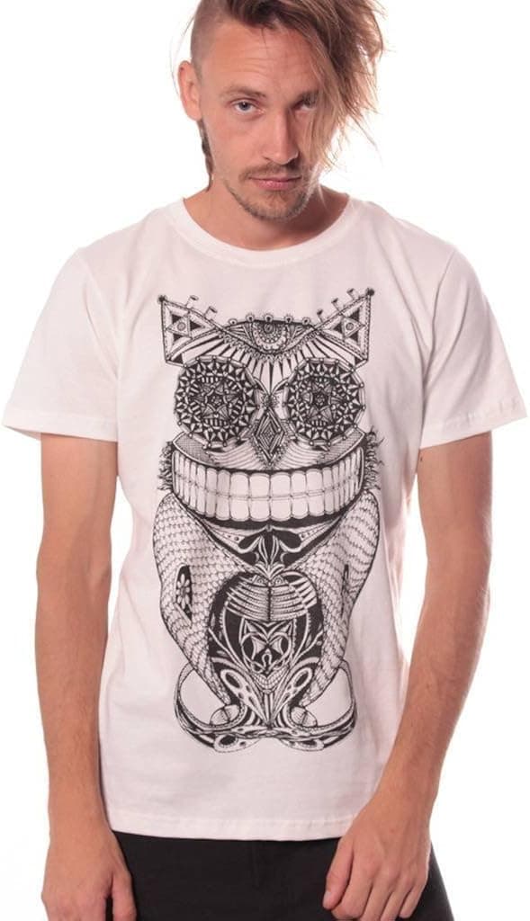Men's Steampunk Owl T Shirt - 100% Cotton Tee Regular Fit - Street Wear Clothing