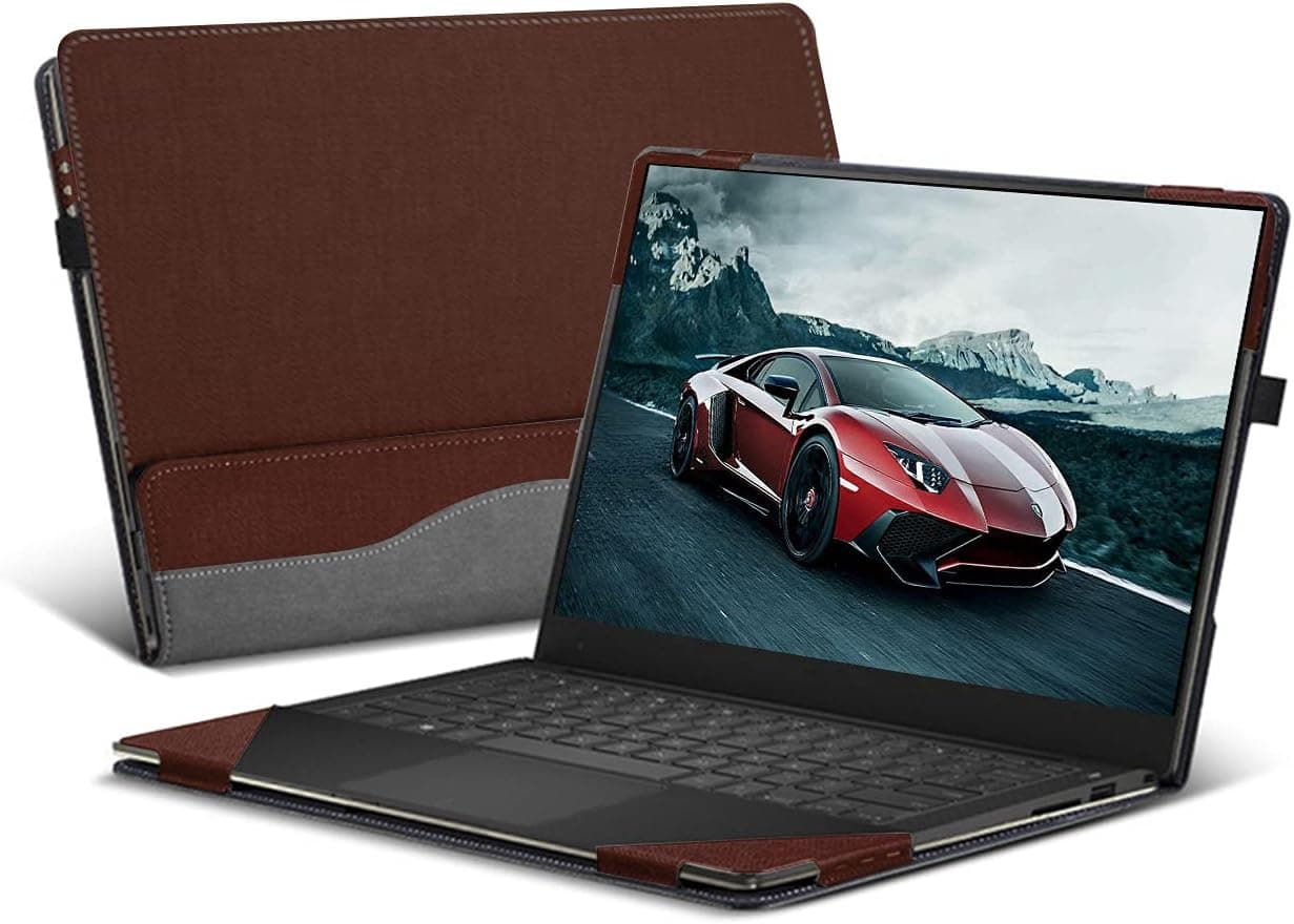 Hp Spectre X360 13.3 Inch Case ( Not Fit HP Spectre Series ), PU Leather Folio Stand Hard Cover for Hp Spectre x360 13.3'' 2 in 1 Laptop Sleeve, Brown