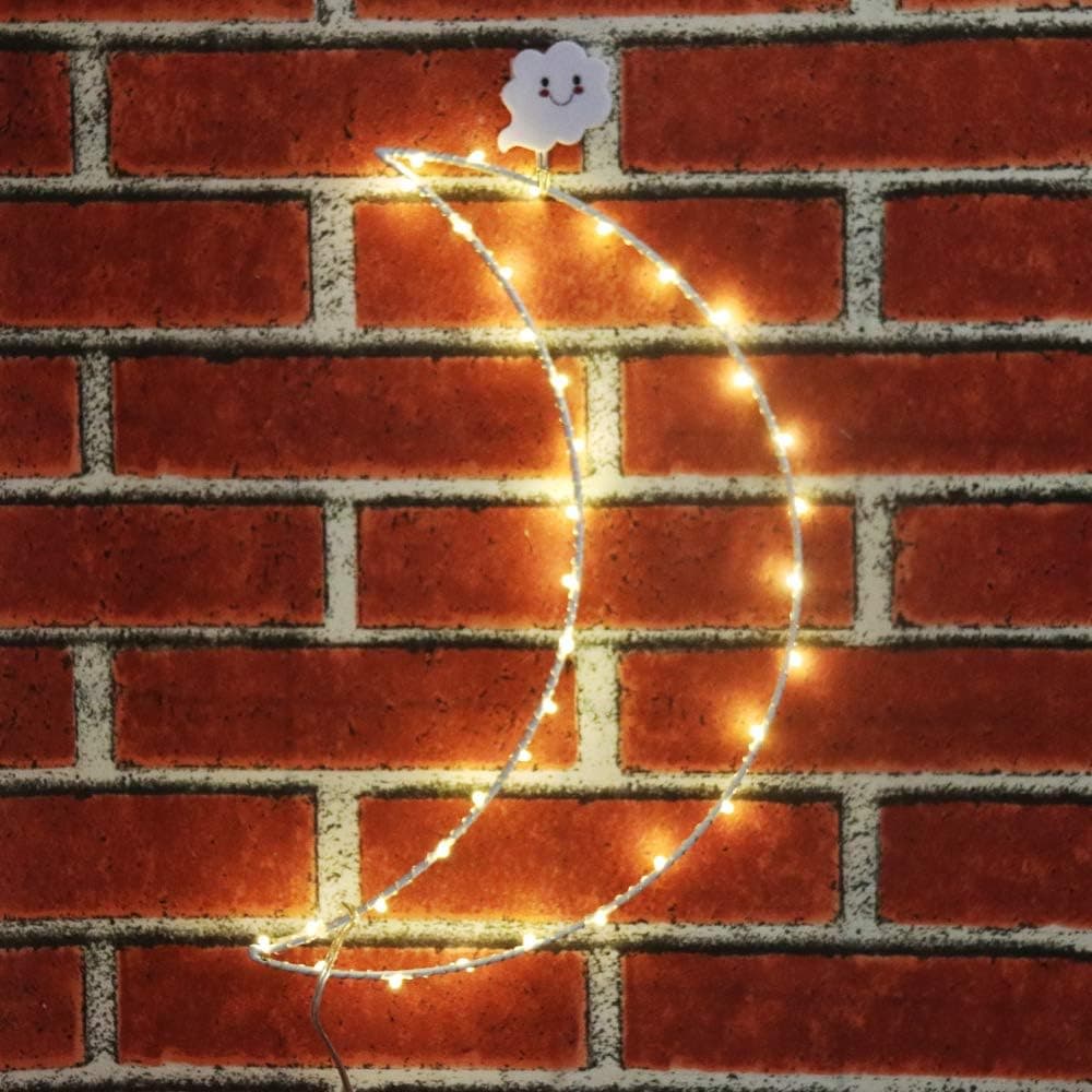 Obrecis Solar Metal Moon Copper Light, Light up LED Twinkle Home Wall Decor for Christmas, Birthday Party, Bedroom, Indoor or Outdoor (Metal Moon)