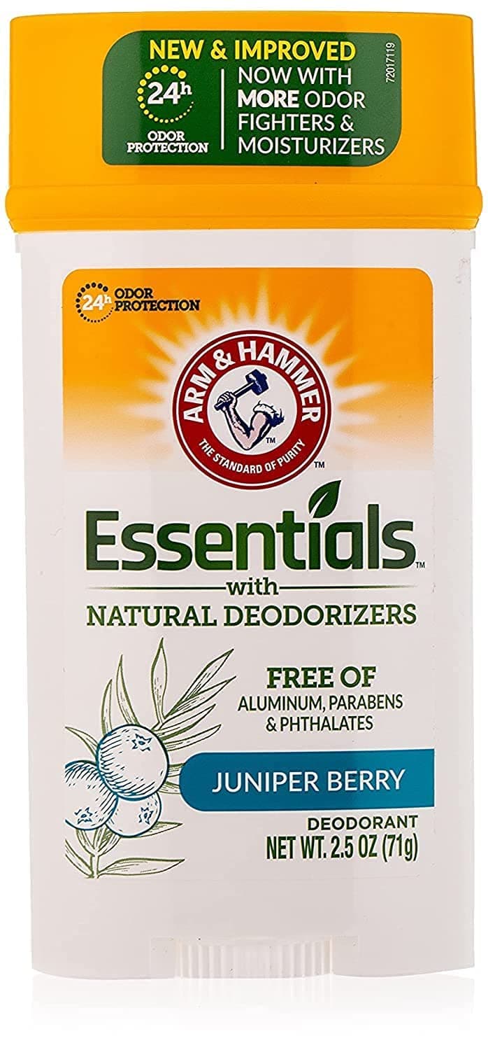 ARM & HAMMER Essentials Solid Deodorant, Clean(Juniper Berry), Wide Stick, 2.5 oz. (Pack of 3)