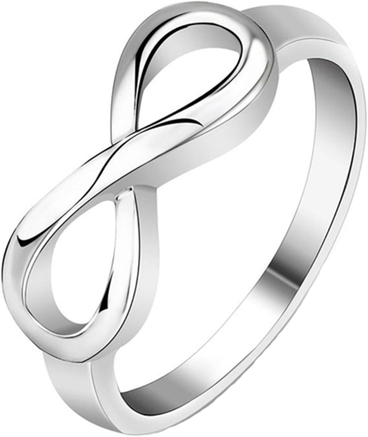 SHINYSO Silver Stainless Steel Infinity Symbol Wedding Band Engagement Rings (with Gift Bag)