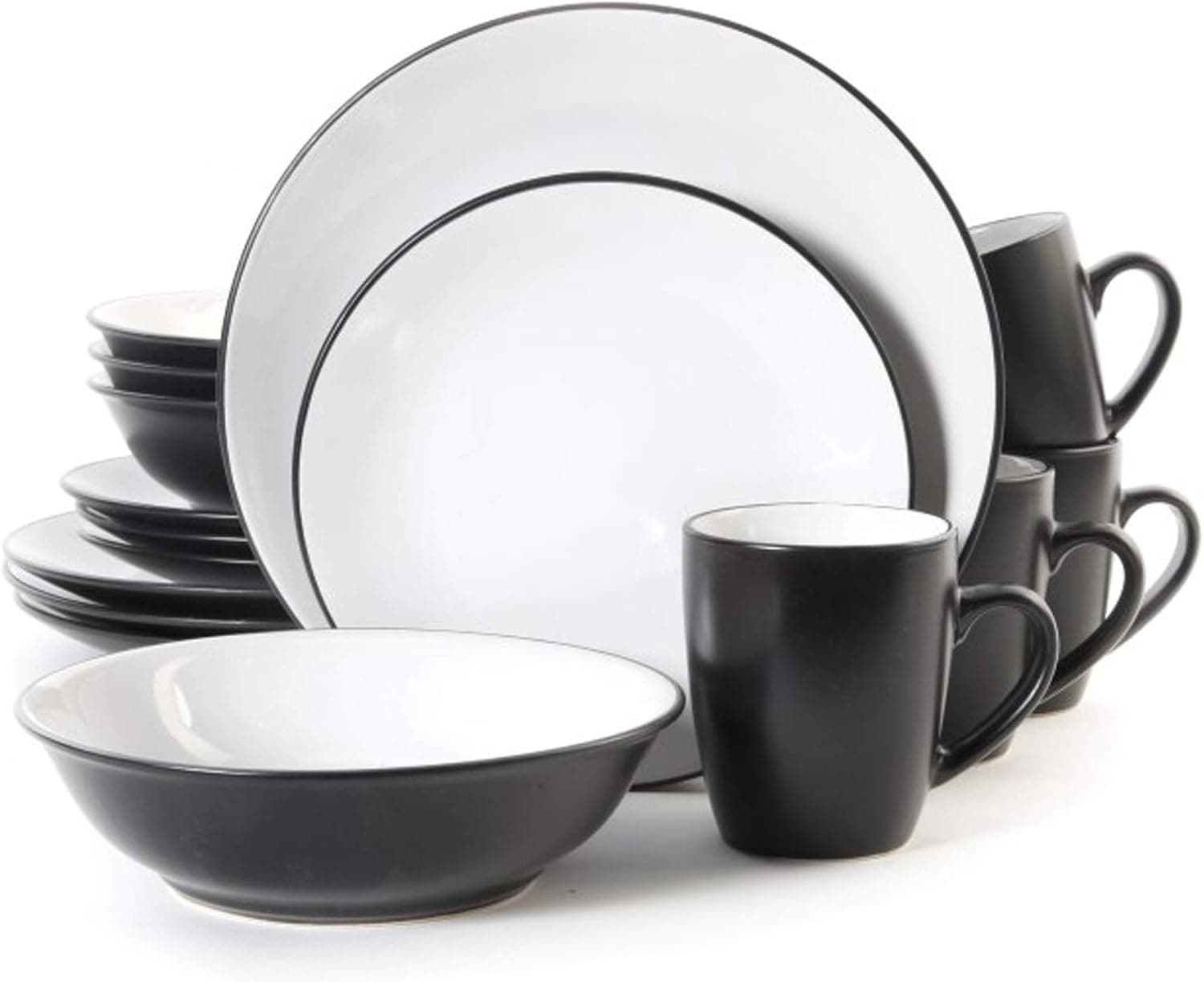 Gibson Elite Dinnerware Set Vivendi, Black/White (16 Piece)