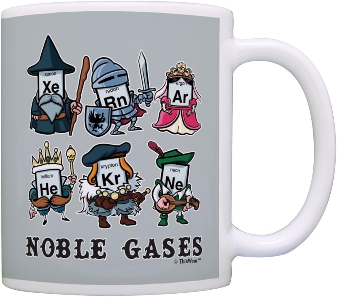 Funny Science Gifts Noble Gases Periodic Table Gift Coffee Mug Tea Cup Gray