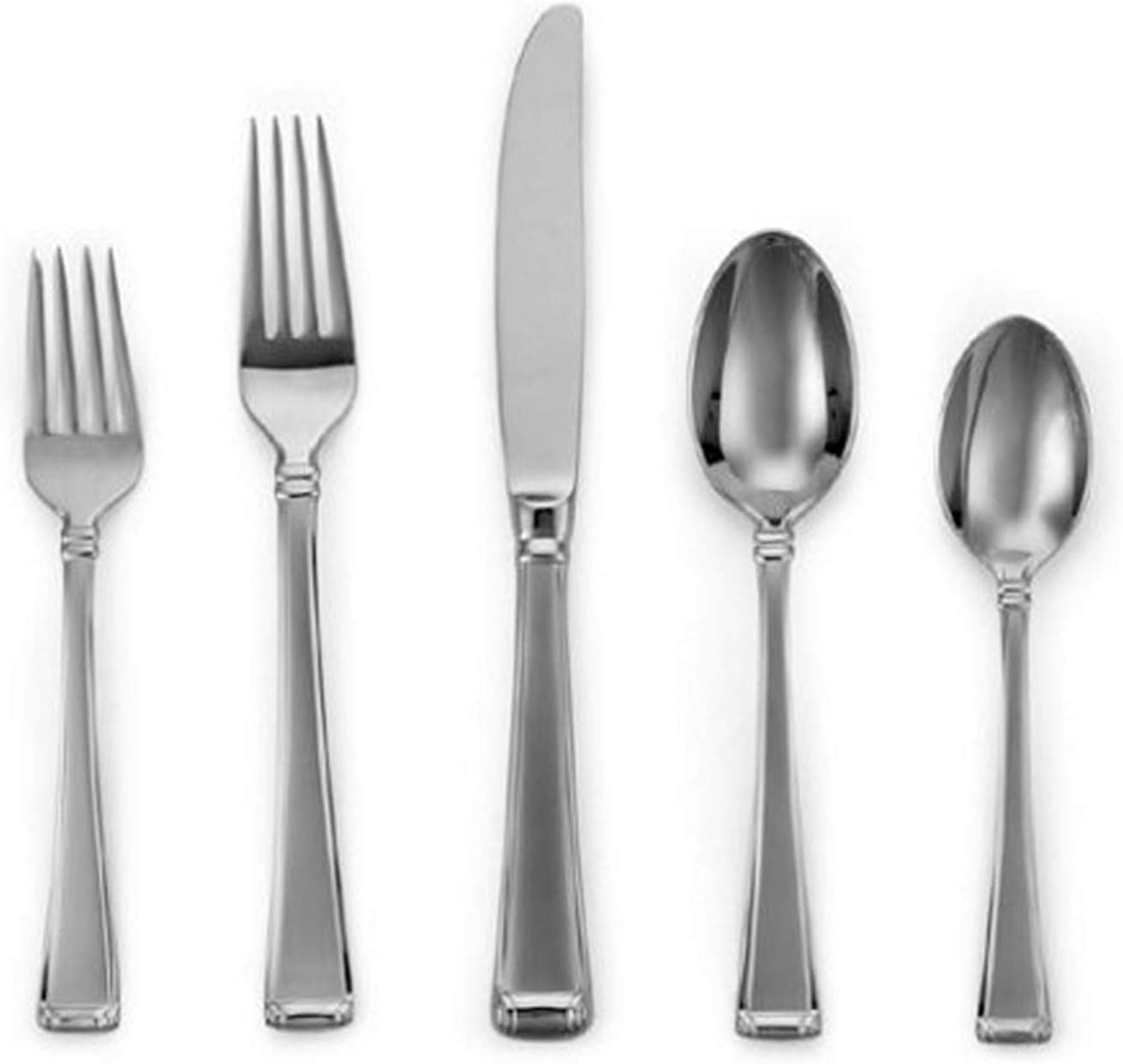 Gorham Column Frosted Stainless Flatware 5-Piece Place Setting, Service for 1, Silver -
