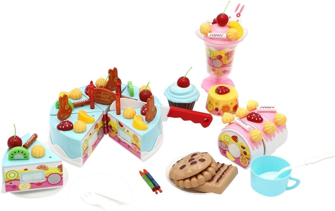 Little Treasures DIY Pretend Play Birthday Fruit Party Cake Set