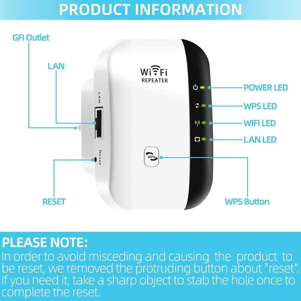 Super Boost WiFi, WiFi Range Extender, 300Mbps Fast Speed WiFi Booster Wireless Repeater with Integrated Antennas LAN Port and 360 Degree WiFi Coverage, Supports Repeater/AP Mode