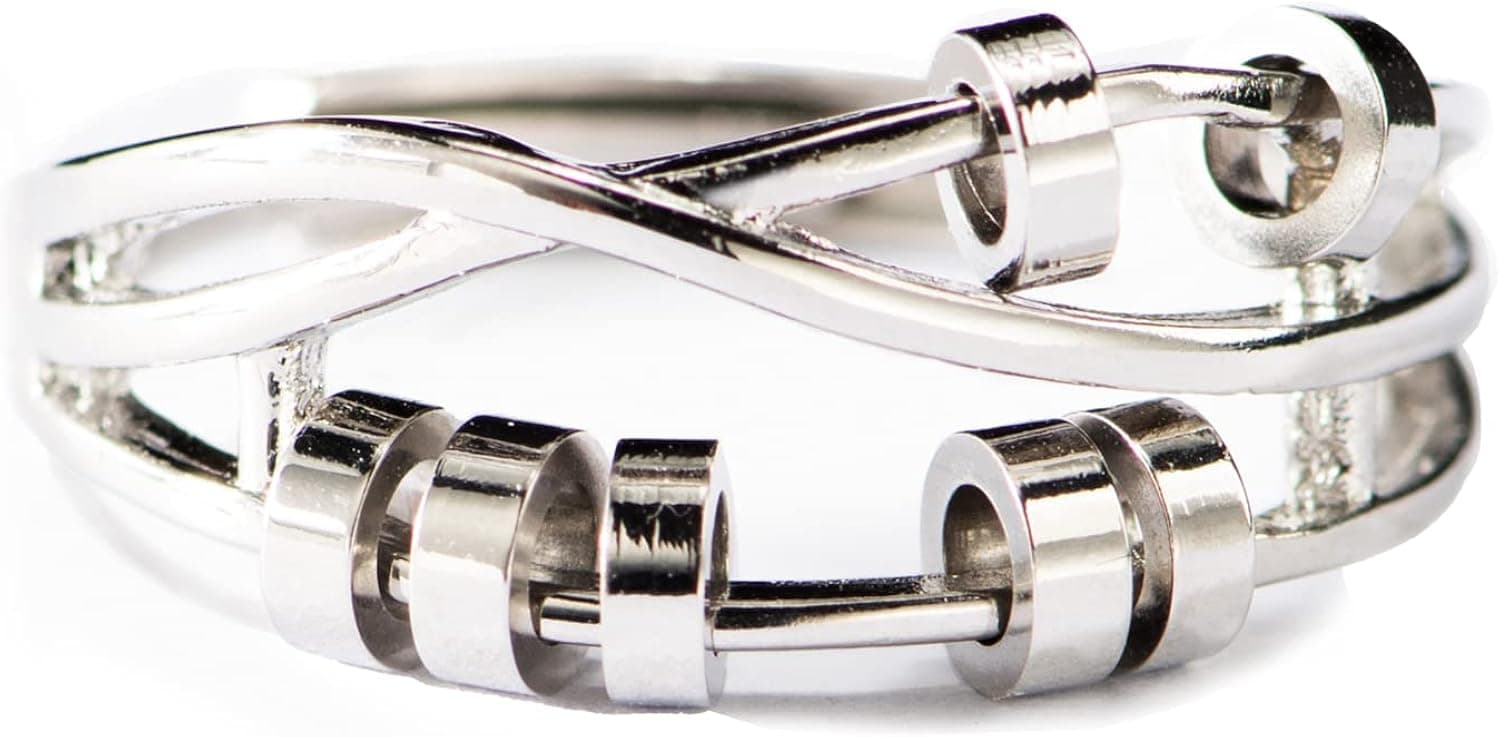 STORYJEWELLERY Story Jewellery Fidget Rings for Women, Anxiety Ring for Women, Silver Plated Spinner Ring Anxiety Spinning Stress Relieving Ring for Women, Birthday Christmas Gifts for Women