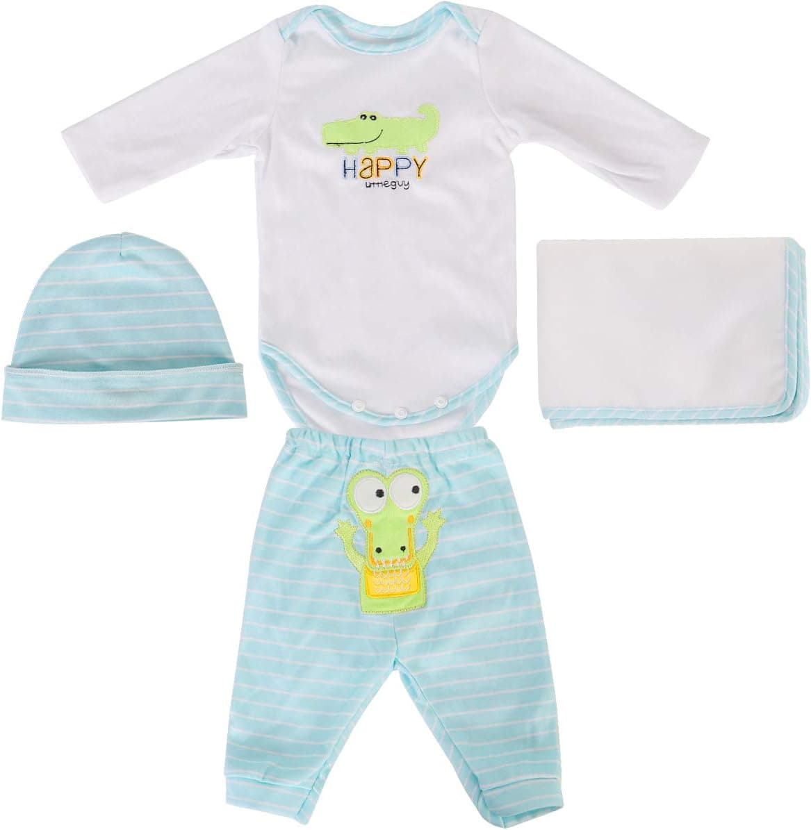 ENADOLL Reborn Dolls Baby Clothes for 20" Newborn Doll Boy Baby Clothing Light Blue Crocodile Outfit Sets Accessories