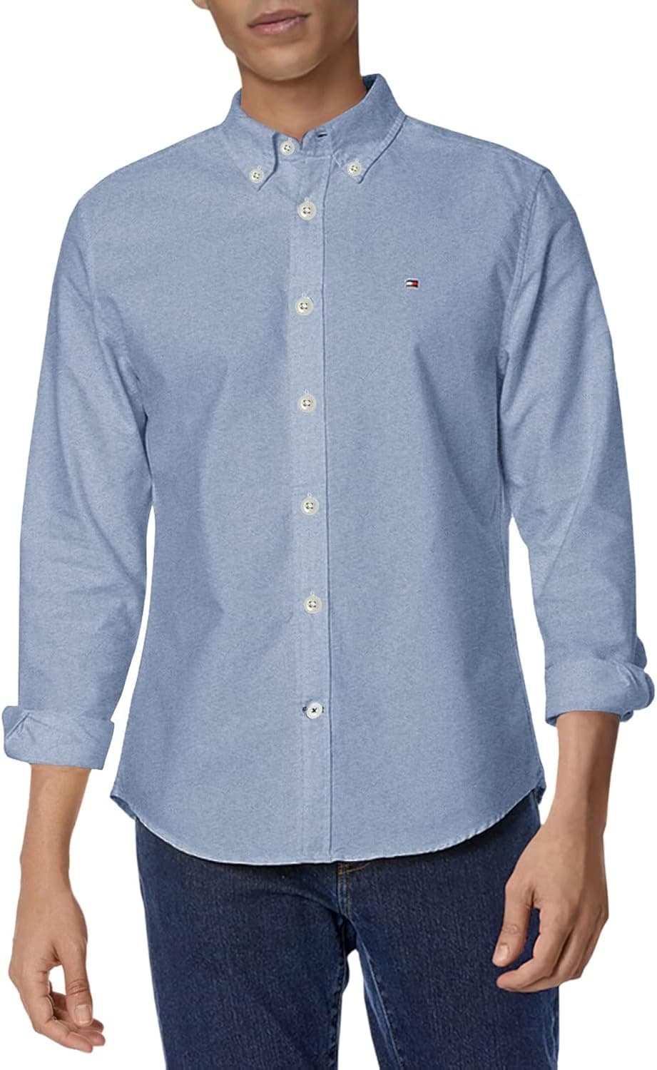 Tommy Hilfiger Men's Long Sleeve Button Down Oxford Shirt in Custom Fit
