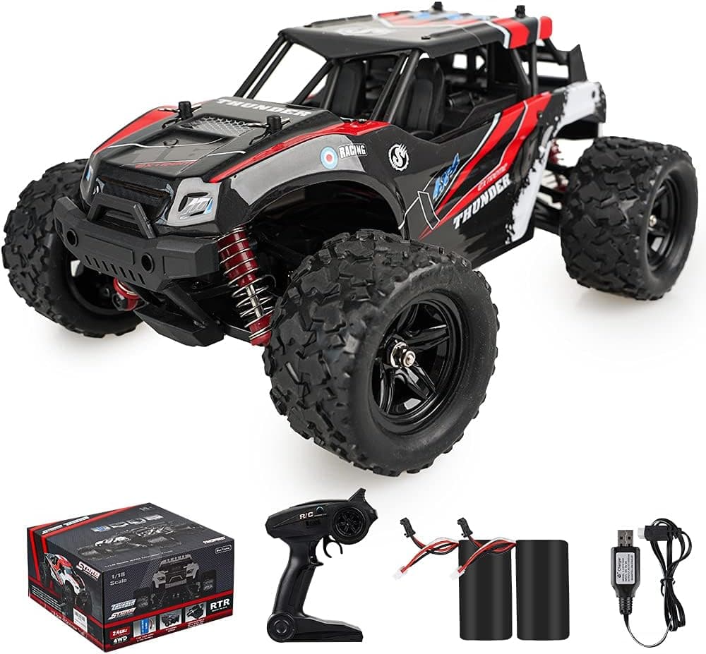 MaxTronic RC Cars,High Speed Remote Control Car for Adults Kids,1:18 Scale 36 KM/H 4WD Off Road RC Monster Truck,All Terrain Electric Cars Two Rechargeable Batteries Included for Boys Girls
