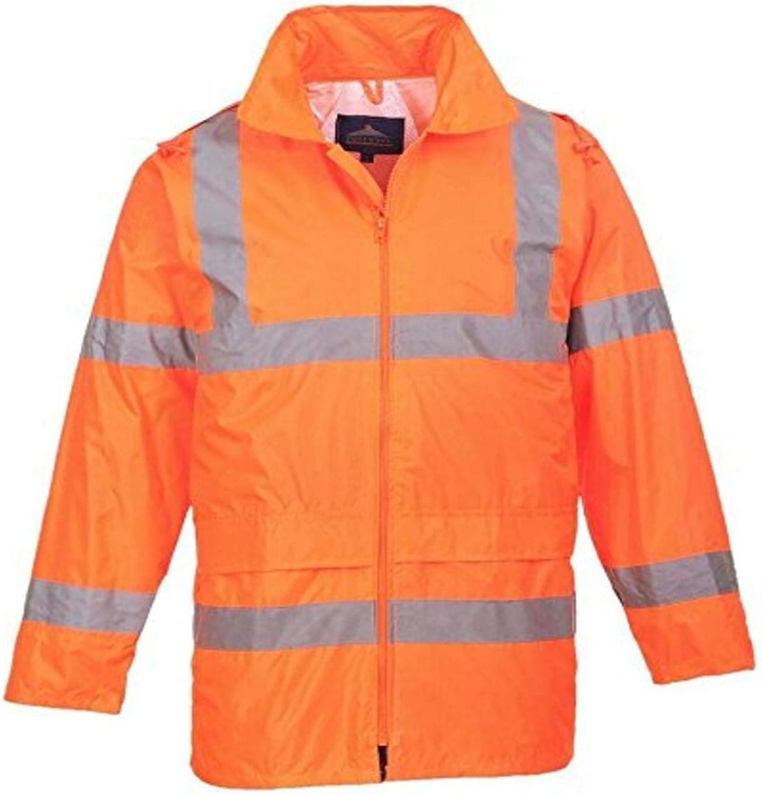 Portwest UH440 Men's Lightweight Waterproof Hi Vis Reflective Rain Jacket Orange, XX-Large