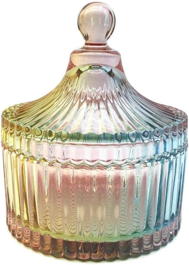 Krysclove Colourful Glass Canisters, Food Storage Tank, Candy Jar with Lid For Household, Seasoning Pot, Creative Decoration Storage Box (2)