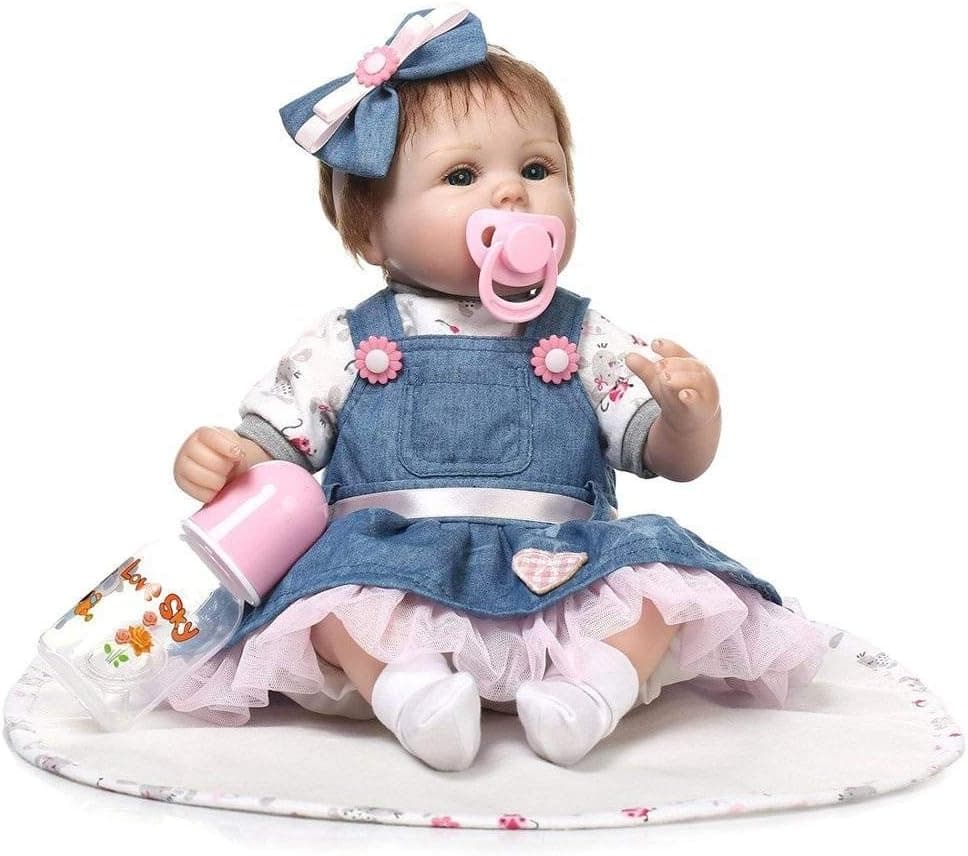 Nicery Reborn Baby Doll Soft Simulation Silicone Vinyl Cloth Body 18 inch 45 cm Magnetic Mouth Lifelike Toy for Ages 3+ Boy Girl RD45C046L Eyes Open