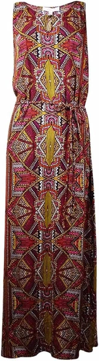 Two by Vince Camuto Women's Sleeveless Tribal Beats Keyhole Drawstring Maxi