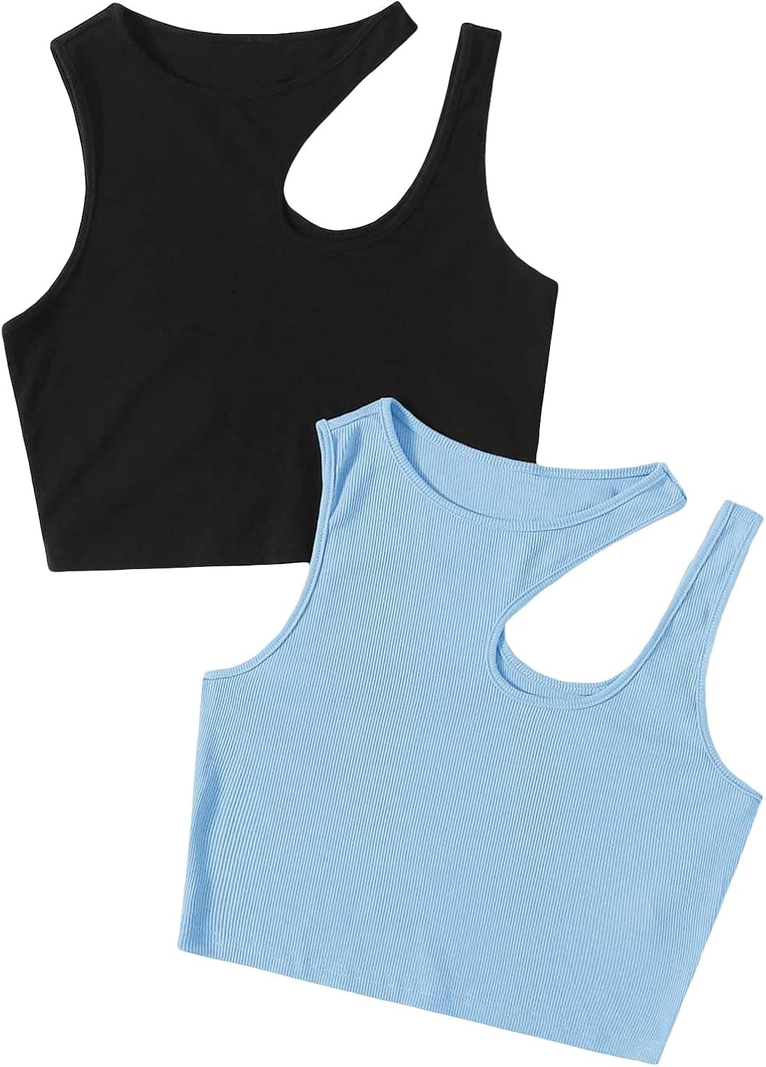 Milumia Women 2 Pieces Going Out Cut Out Sleeveless Crop Tank Tops Y2K Trendy Shirts 2023
