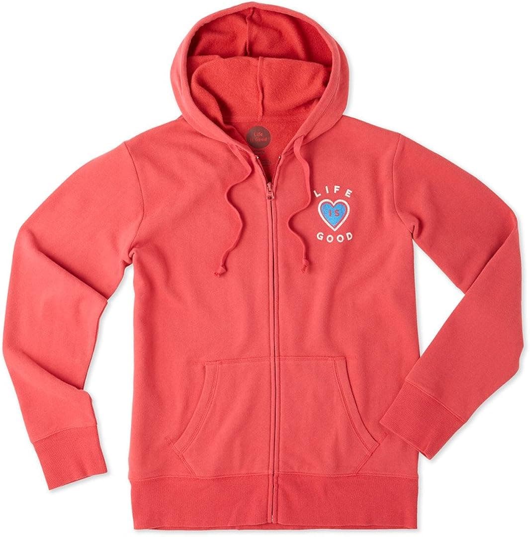 Life is Good Women's Go-to Zip Hood Season Hearts Clyred Hoodie,