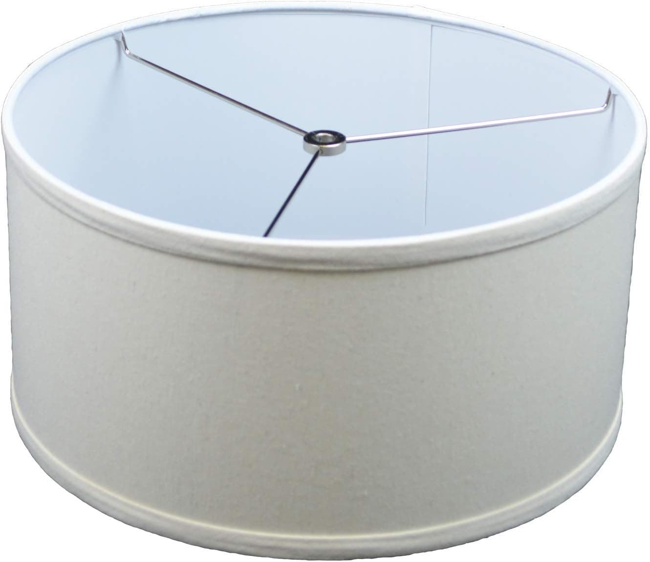 FenchelShades.com 14" Top Diameter x 14" Bottom Diameter 7" Height Cylinder Drum Lampshade USA Made (Linen Beige Homespun)