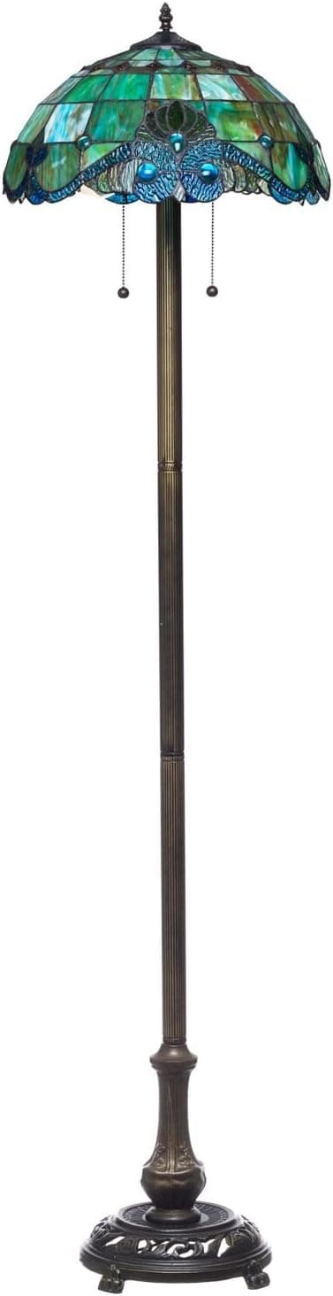 Serena D'italia 58" Tiffany Style Pearl Blue Bronze Vintage Floor Lamp
