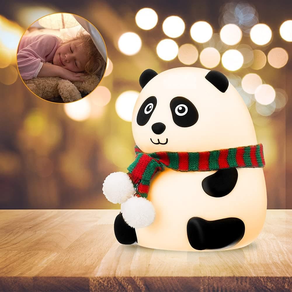 Night Light for Kids, Kids Night Light Soft Silicone Adjustable Baby Night Light with Touch Sensor - 7 Colors Portable and USB Rechargeable Panda Night Light for Bedrooms