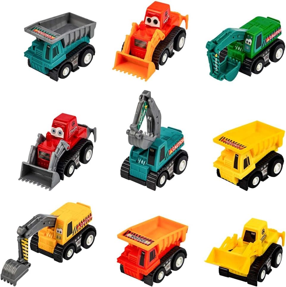 Yoptote Toy Cars Construction Vehicles Push Pull Back Car Toy Truck Police Car Cement Fire Dump Ambulance Garbage Trucks 6 PCS for Kids Toddlers Boys Girls