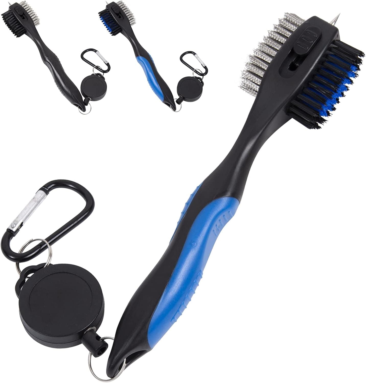 TTCB Sports Golf Club Groove Cleaner and Golf Club Brush 2 in 1, Retractable Zipper Metal Buckle and Retractable Spiked Golf Brush for Golf Club Cleaning Brush, Golf Accessories for Men/Women