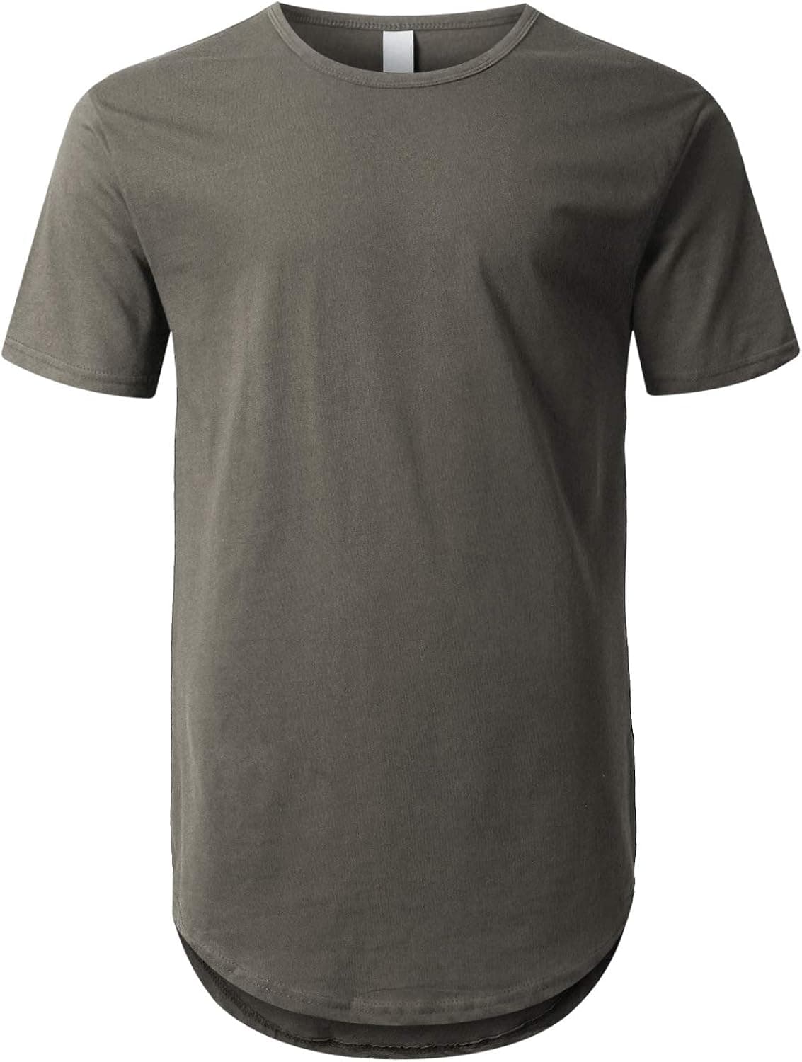URBANCREWS Mens Hipster Hip Hop Elong Round Hemline Crewneck T-Shirt