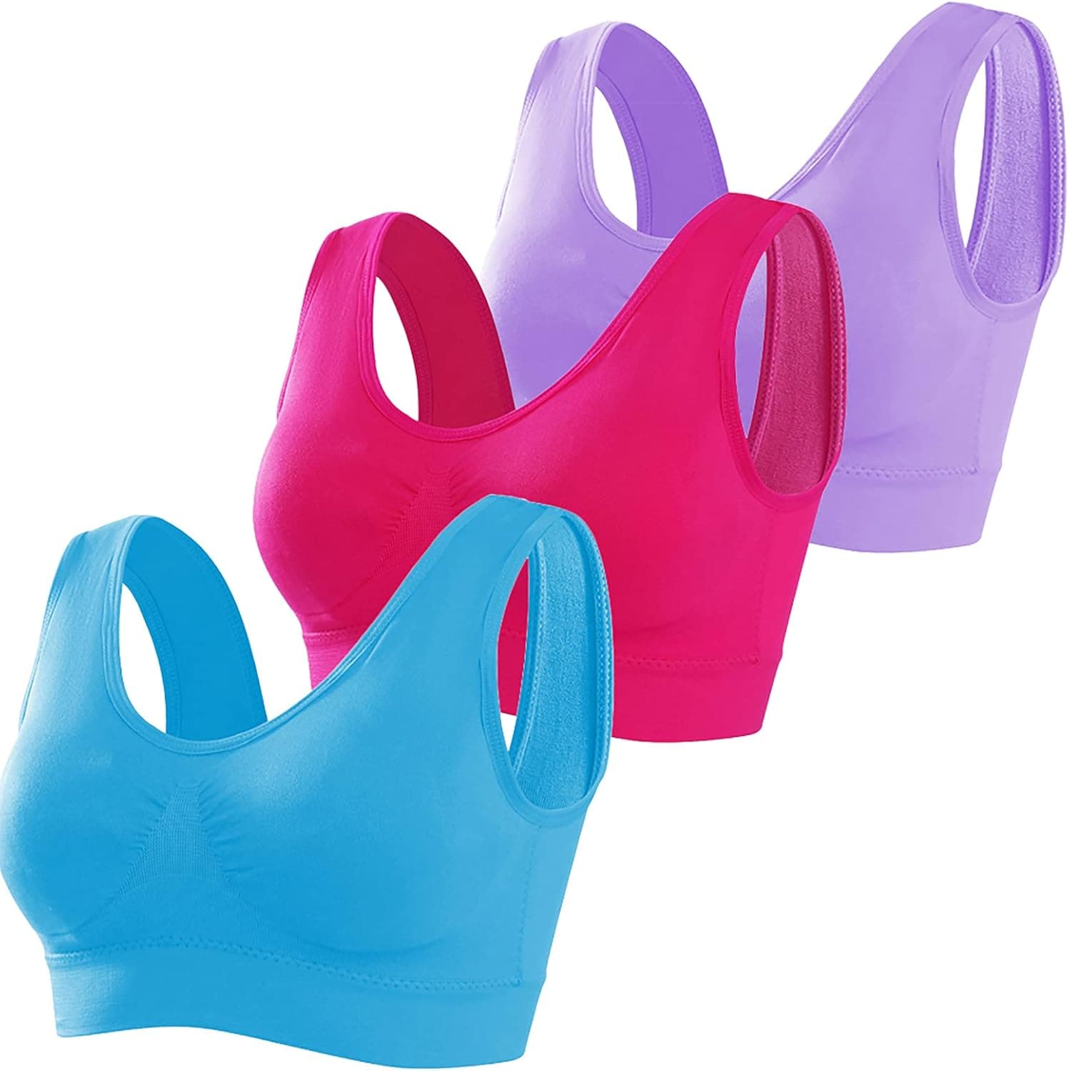 NanaDay Women's Workout Sports Bra with Removable Pads Comfortable Activity Sports Bras Pack