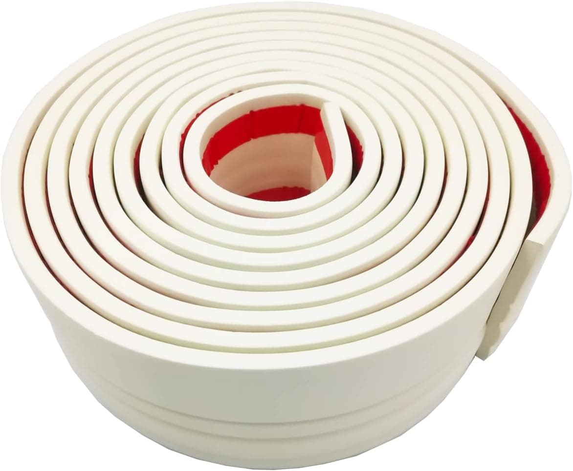 Flexible Wall Base Moulding, Peel and Stick Baseboard & Skirting Molding Trim, 4" / 9.8cm x 16 Ft / 4.9 Meters Nitrile Rubber Wall Base Cove Base (Milky White)