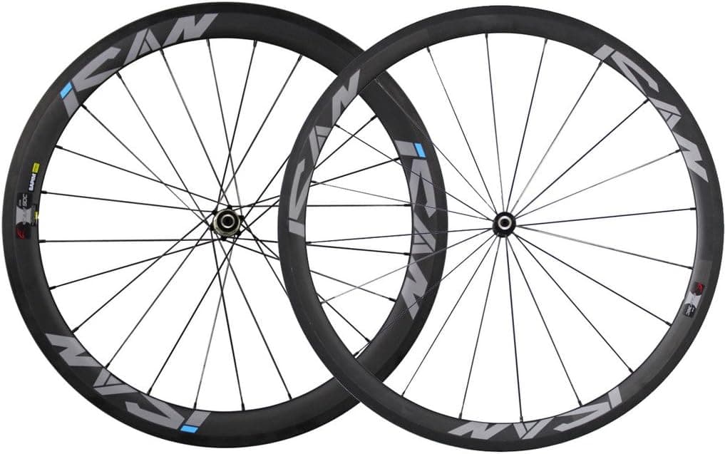 ICAN Carbon Clincher Wheels 38mm Front 50mm Rear Rim Sapim CX-Ray Spokes Straight Pull Hub Only 1410g/set