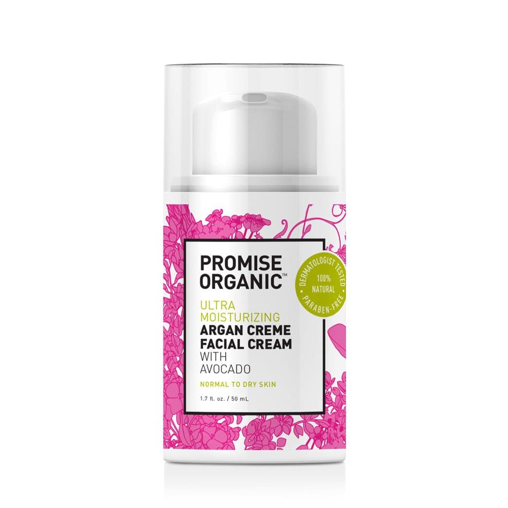 Promise Organic Ultra Moisturizing Argan Creme Face Cream With Avocado, 1.7 OZ Normal to Dry Skin