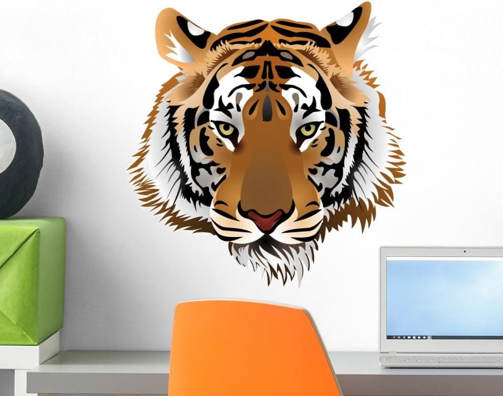 Wallmonkeys FOT-23994192-18 WM111903 Tiger Head Peel and Stick Wall Decals H x 18 in W, 18" 18" W-Small